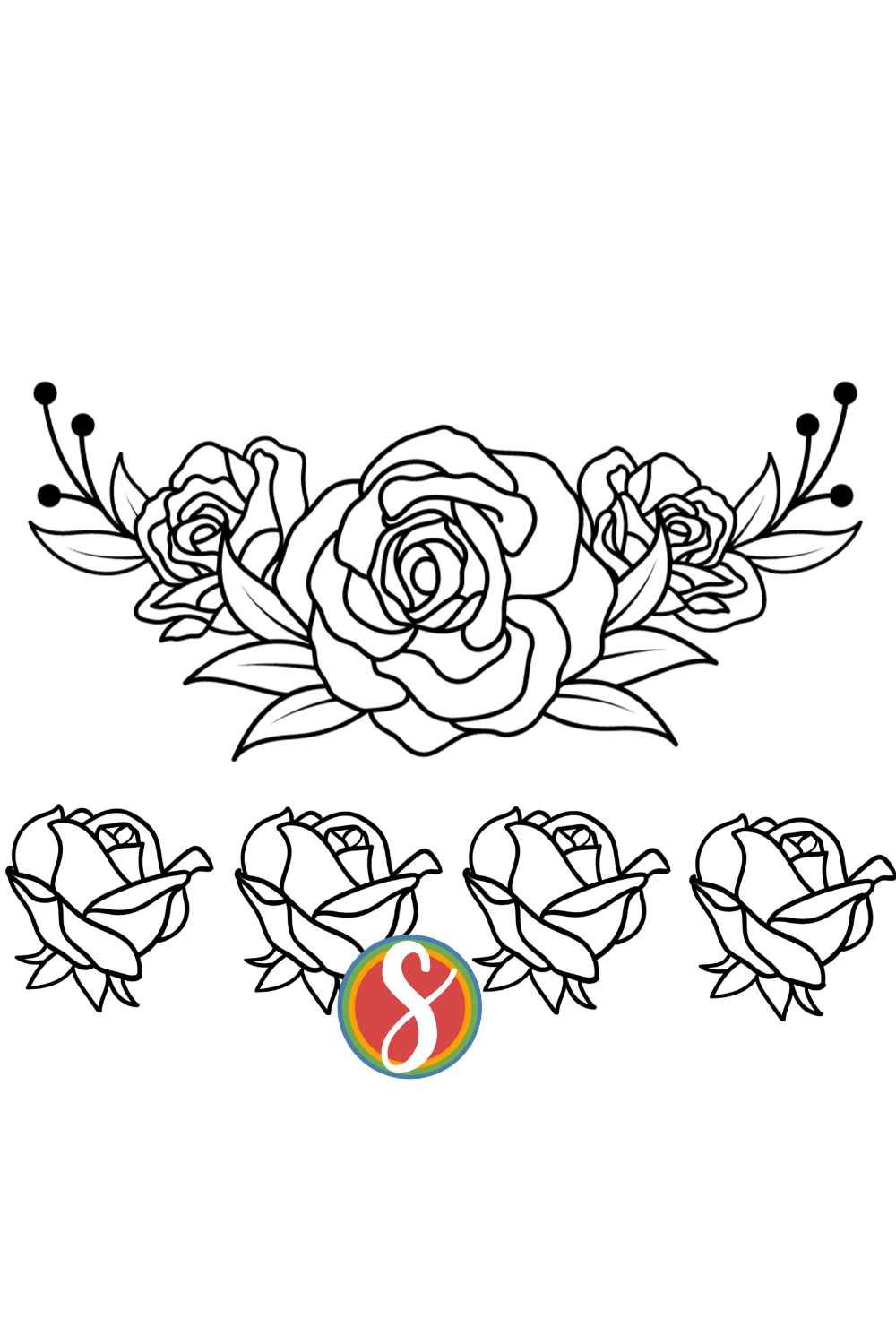 Free flower rose coloring pages â stevie doodles