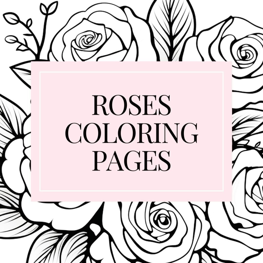 Roses coloring pages for kids and adults