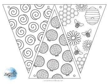 Rosh hashanah coloring pages hanging banner high holidays decorations bunting