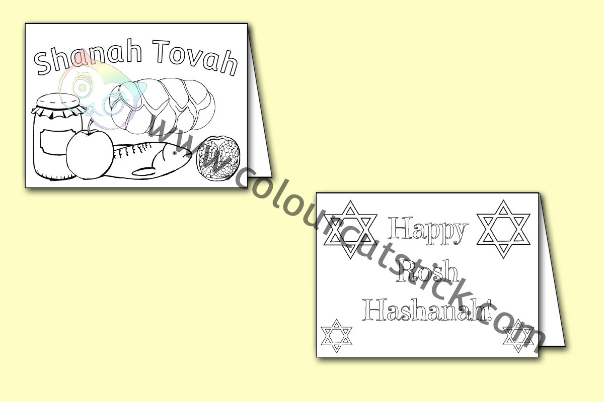 Free rosh hashanah colouringcoloring pages and greetings cards â colour cut stick