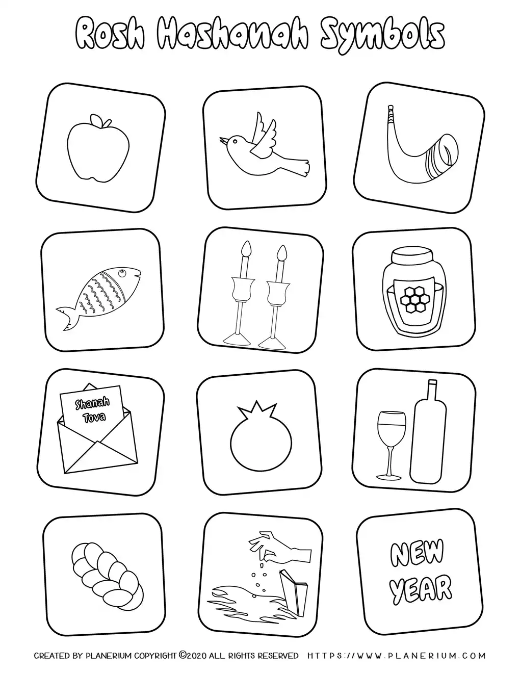 Rosh hashanah coloring pages holiday symbols