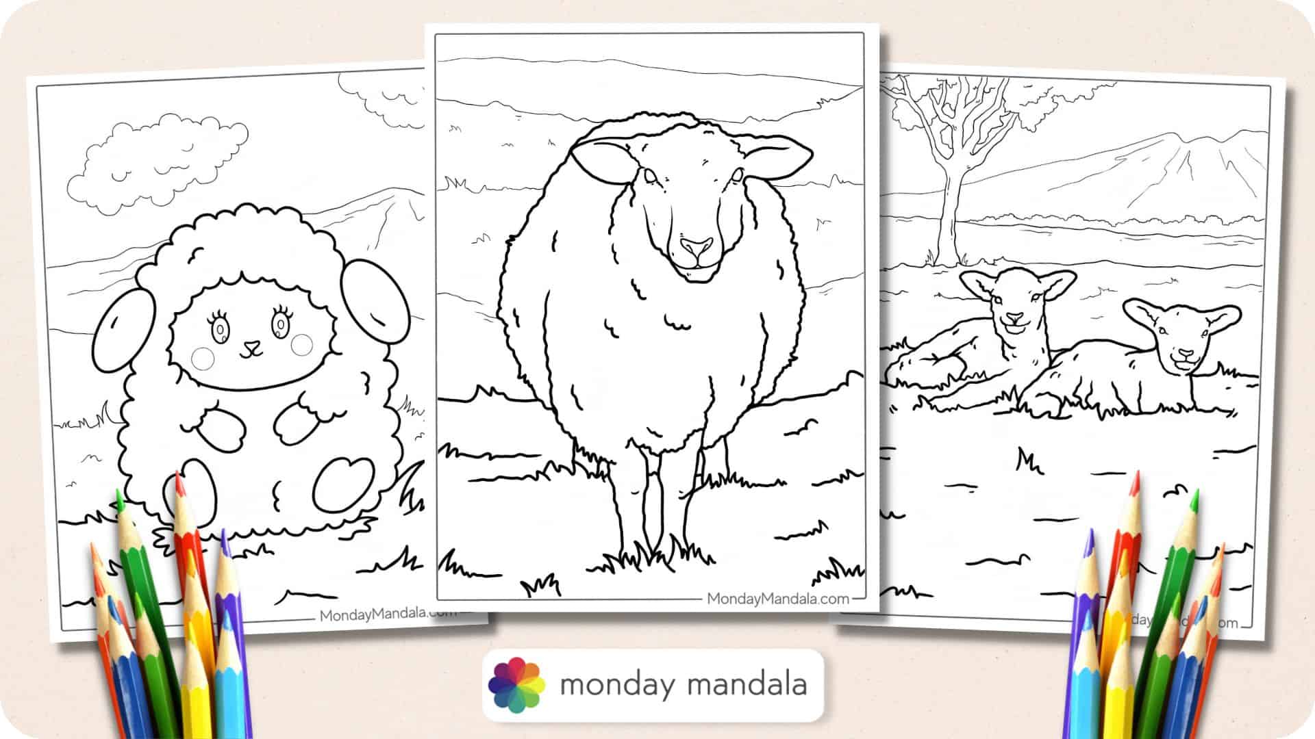 Sheep coloring pages free pdf printables