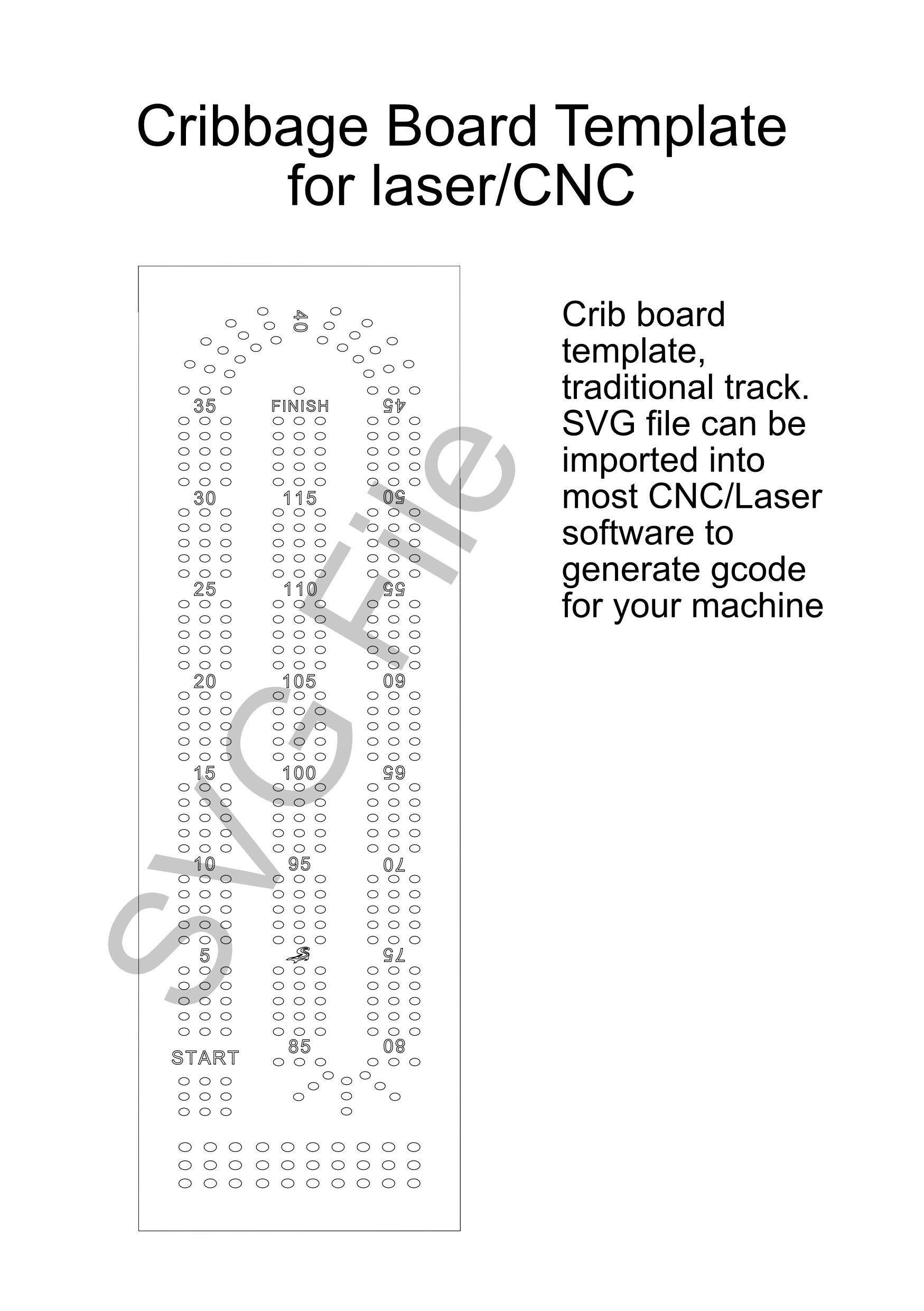 Cribbage board template svg file for cnc and laser download now