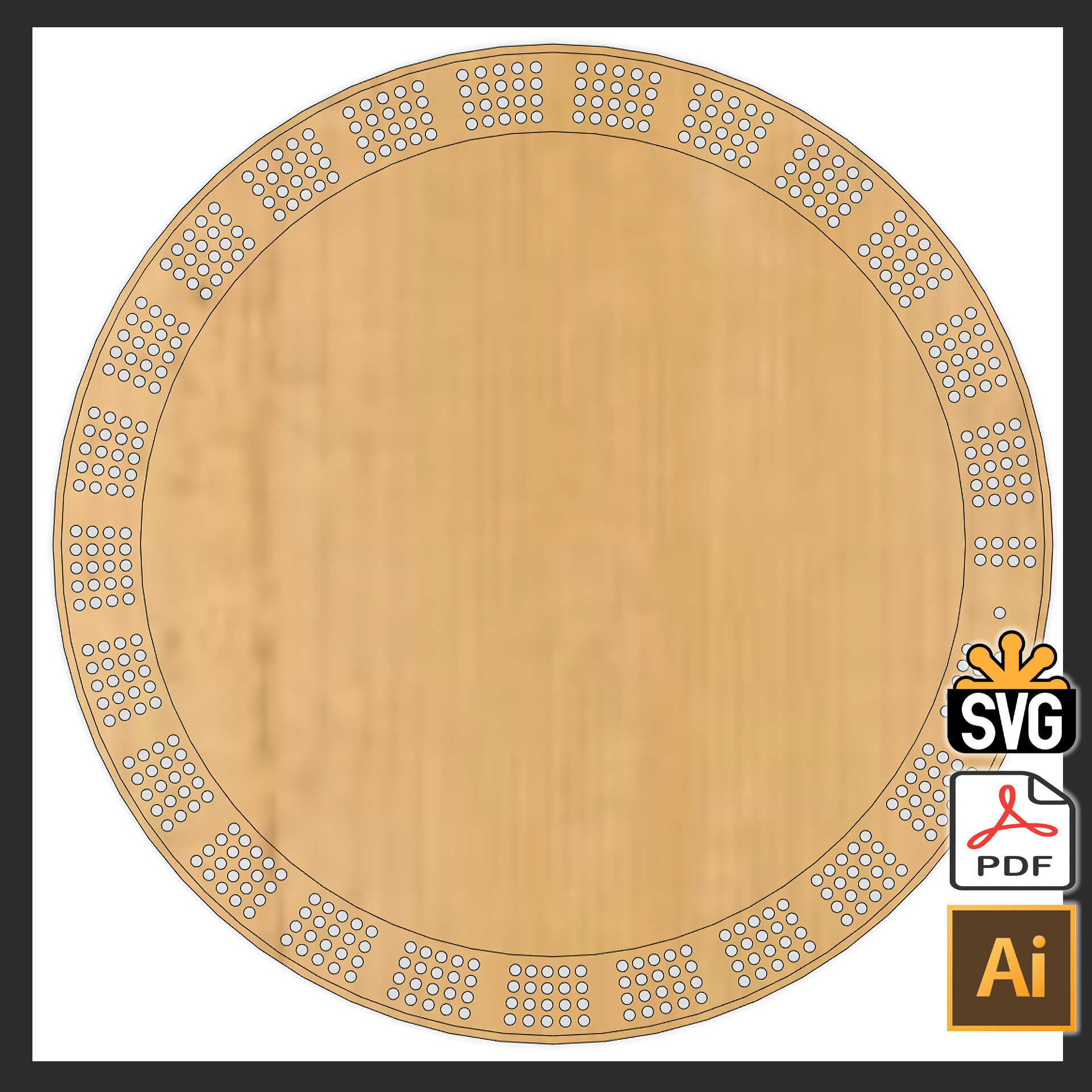 Circular cribbage template â laser ready digital download â svg ai pdf â alien workshop