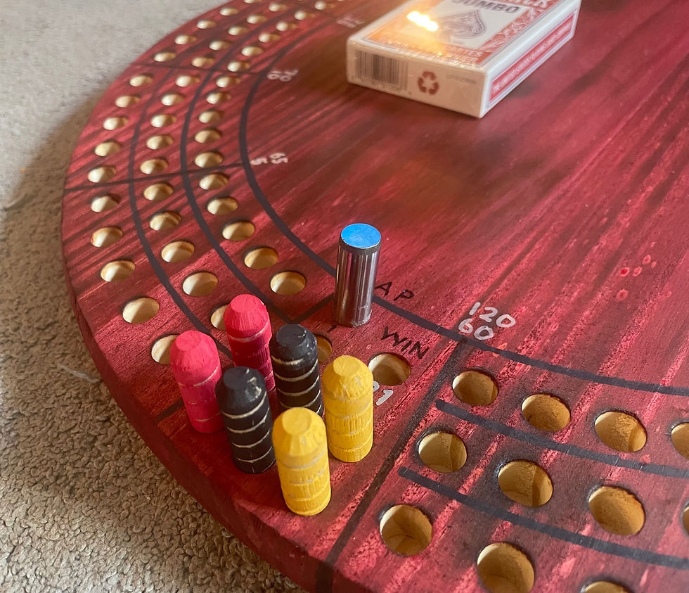 Cribbage board blank center color red stain cribbage king