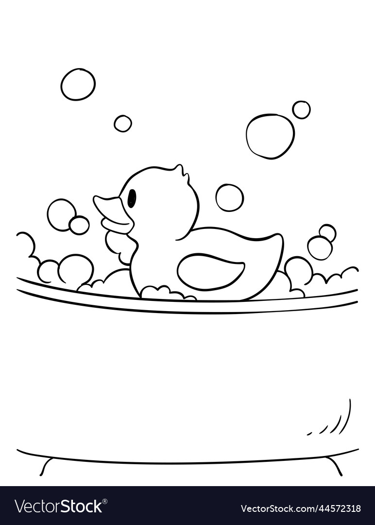 Rubber duck isolated coloring page for kids vector image