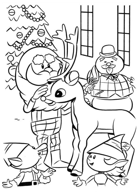 Characters from rudolph coloring page