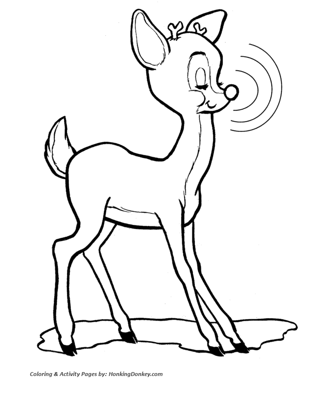 Rudolph the red nose reindeer coloring page