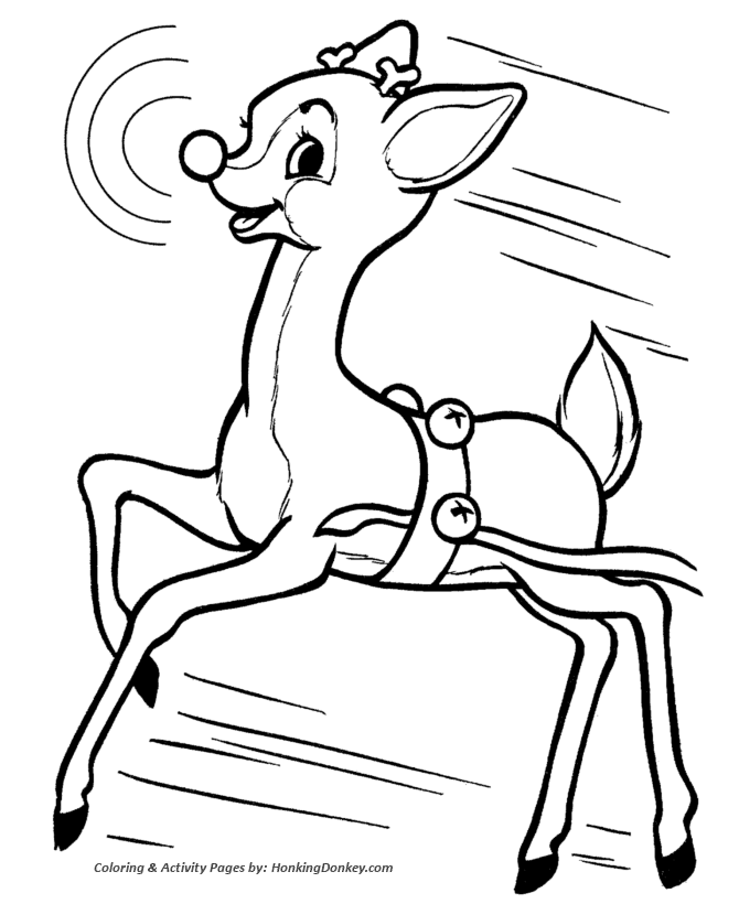 Rudolph the red nose reindeer coloring page