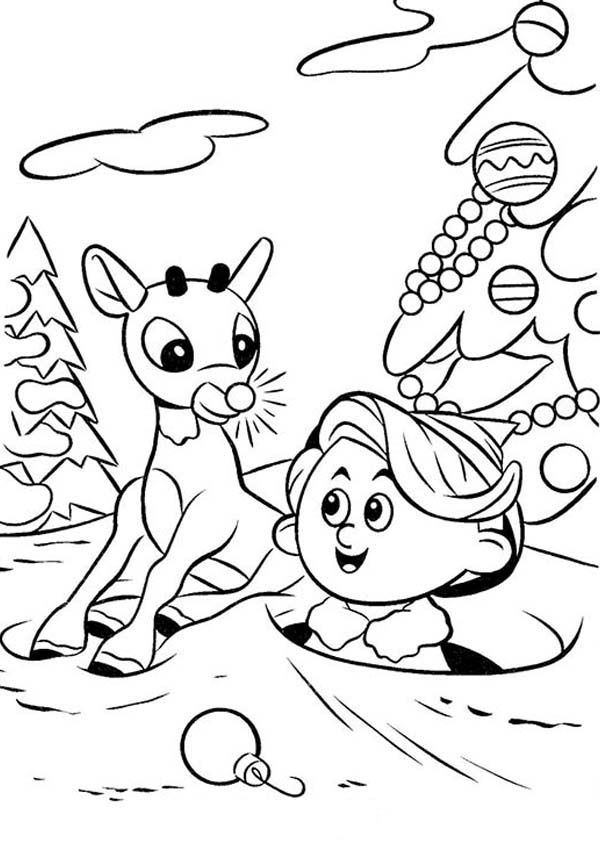 Rudolph and hermey coloring page printable rudolph coloring pages kids christmas coloring pages rudolph cartoon