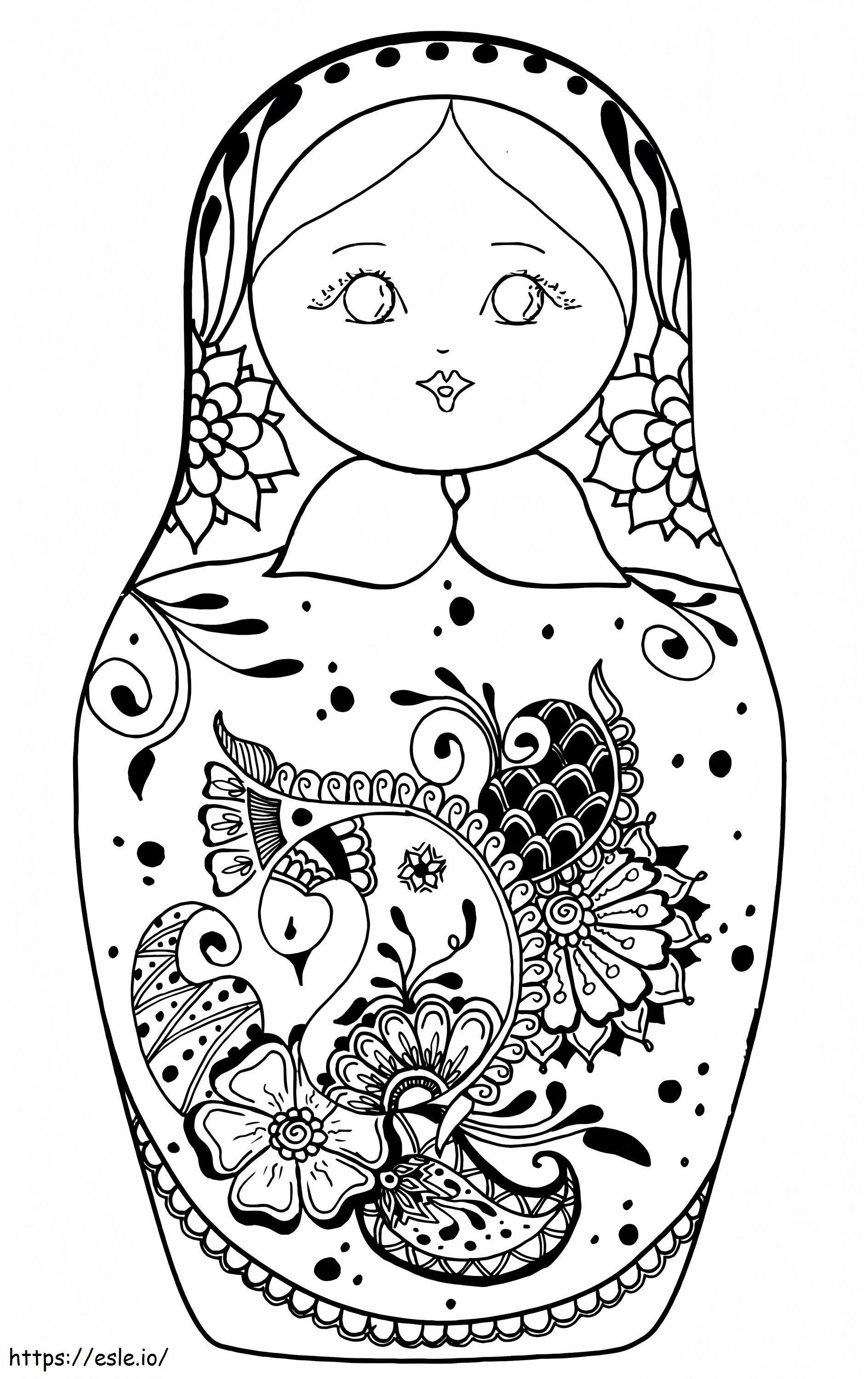 Russian doll to print coloring page