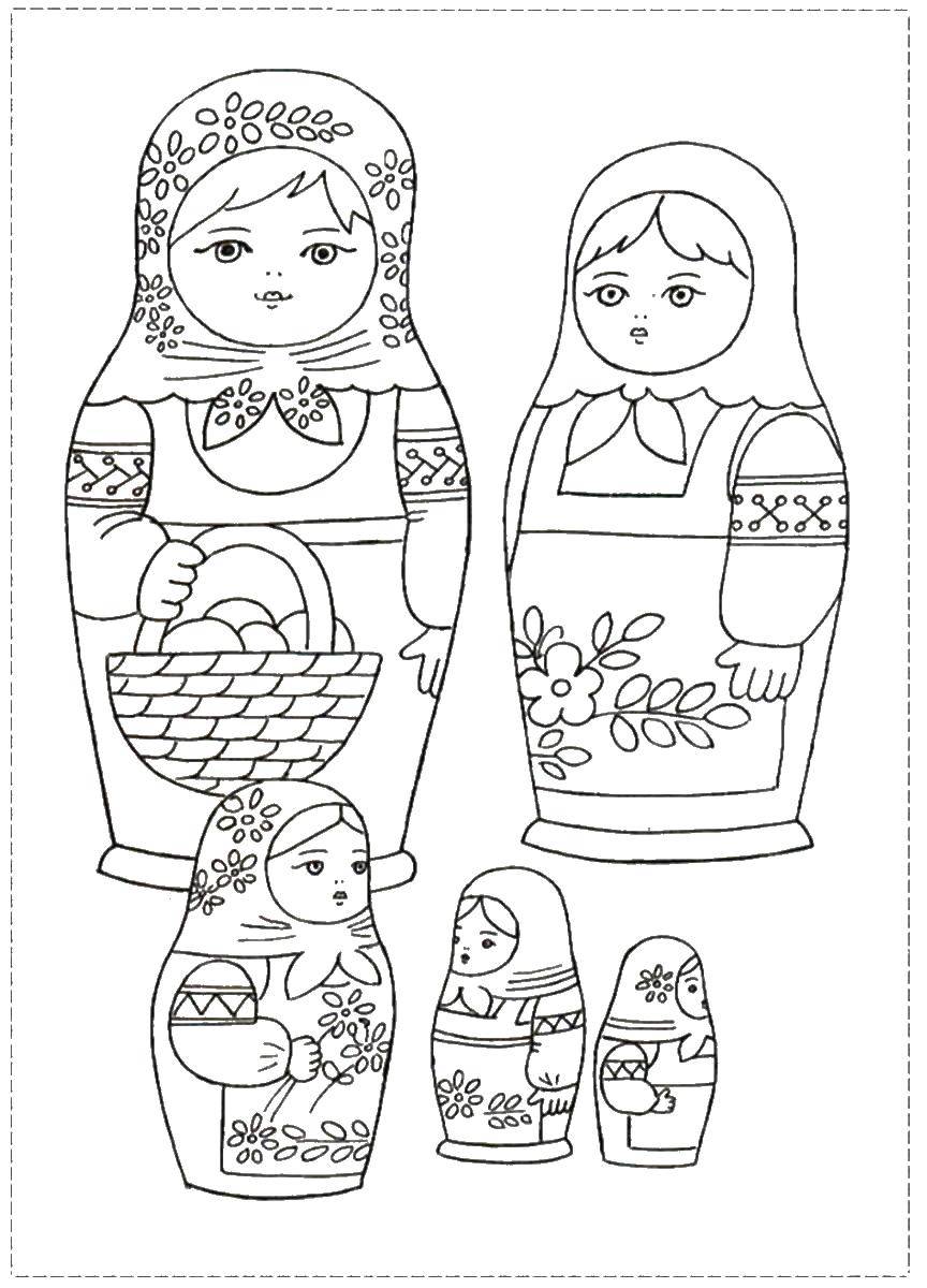 Online coloring pages coloring page ssian nesting doll coloring download print coloring page