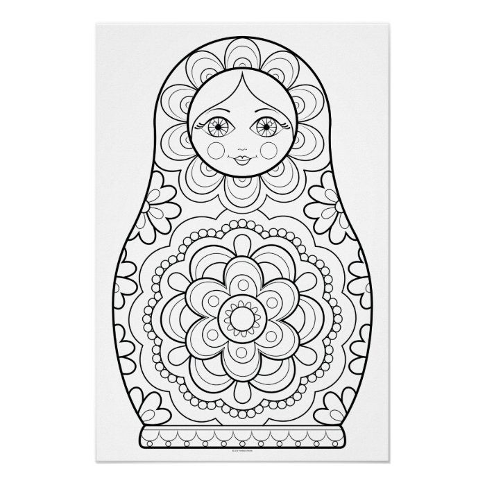 Matryoshka doll coloring poster