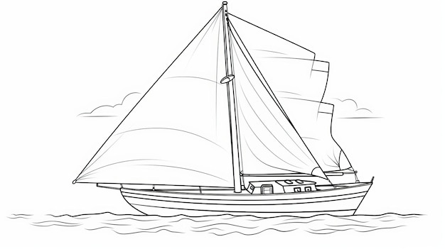 Premium ai image yacht coloring page free printable sail boat coloring pages