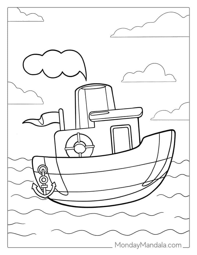 Boat ship coloring pages free pdf printables