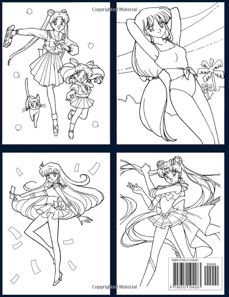 Sailor moon coloring book for kids with cute lovable kawaii characters in fun fantasy anime manga scenes sailor moon coloring books for kids steyn mark ksiä åki