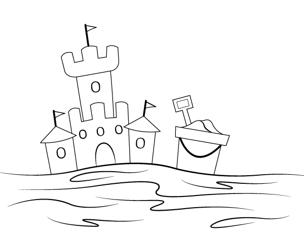 Printable sand castle coloring page