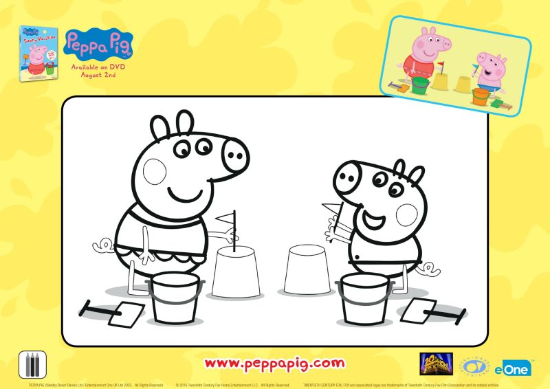 Peppa pig sandcastle coloring page