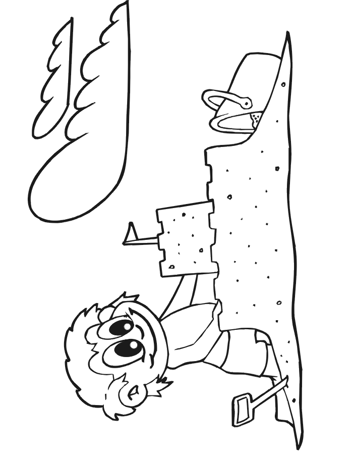 Sand castle coloring page kid making sand castle