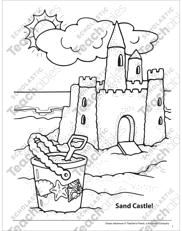 Sand castle ocean adventure coloring page printable coloring pages