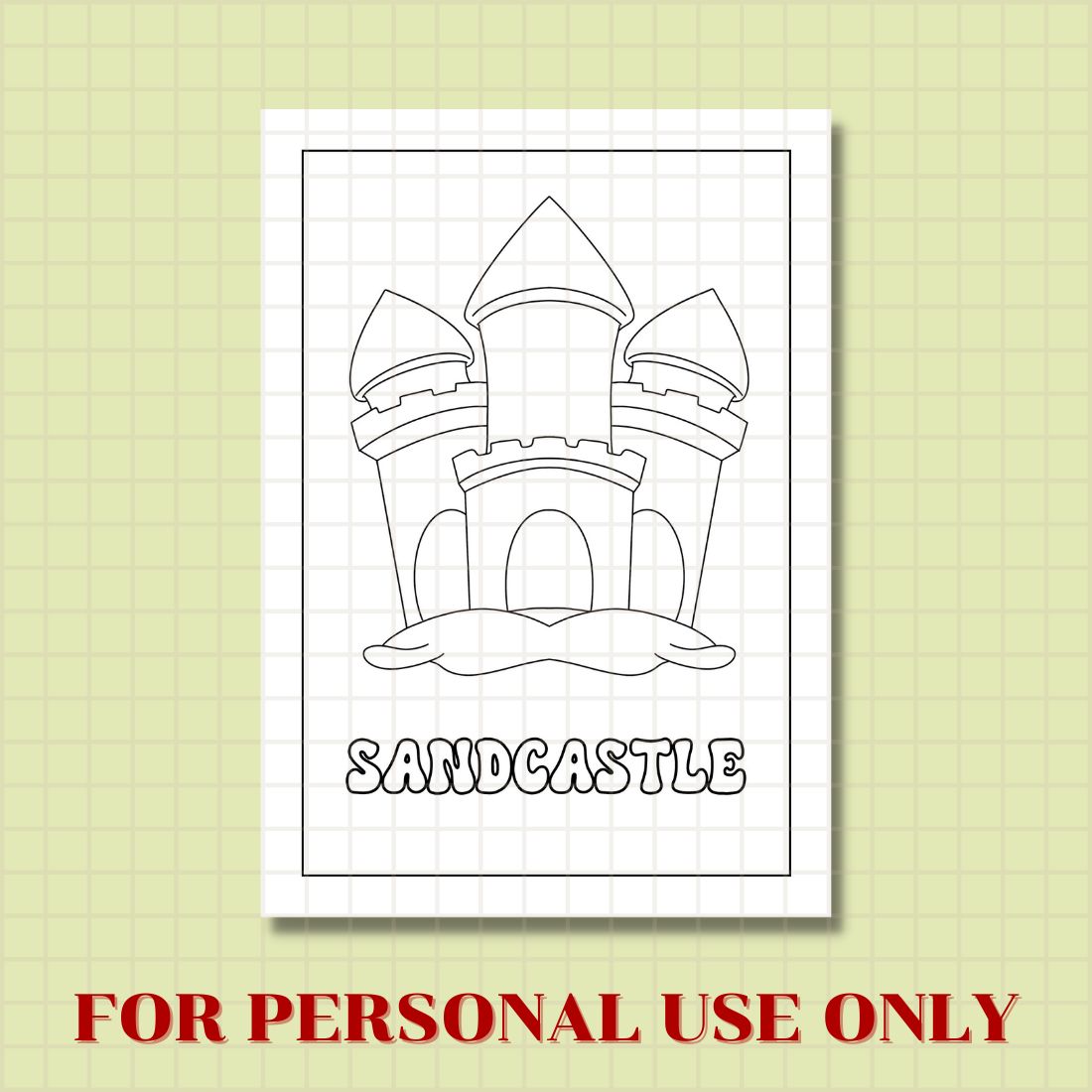 Free sandcastle coloring page