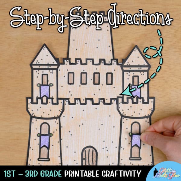 Sandcastle coloring craft â summer writing activity template