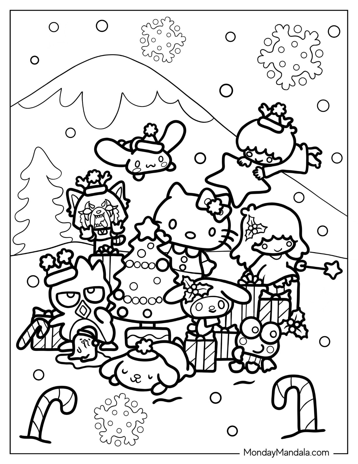 Sanrio coloring pages free pdf printables