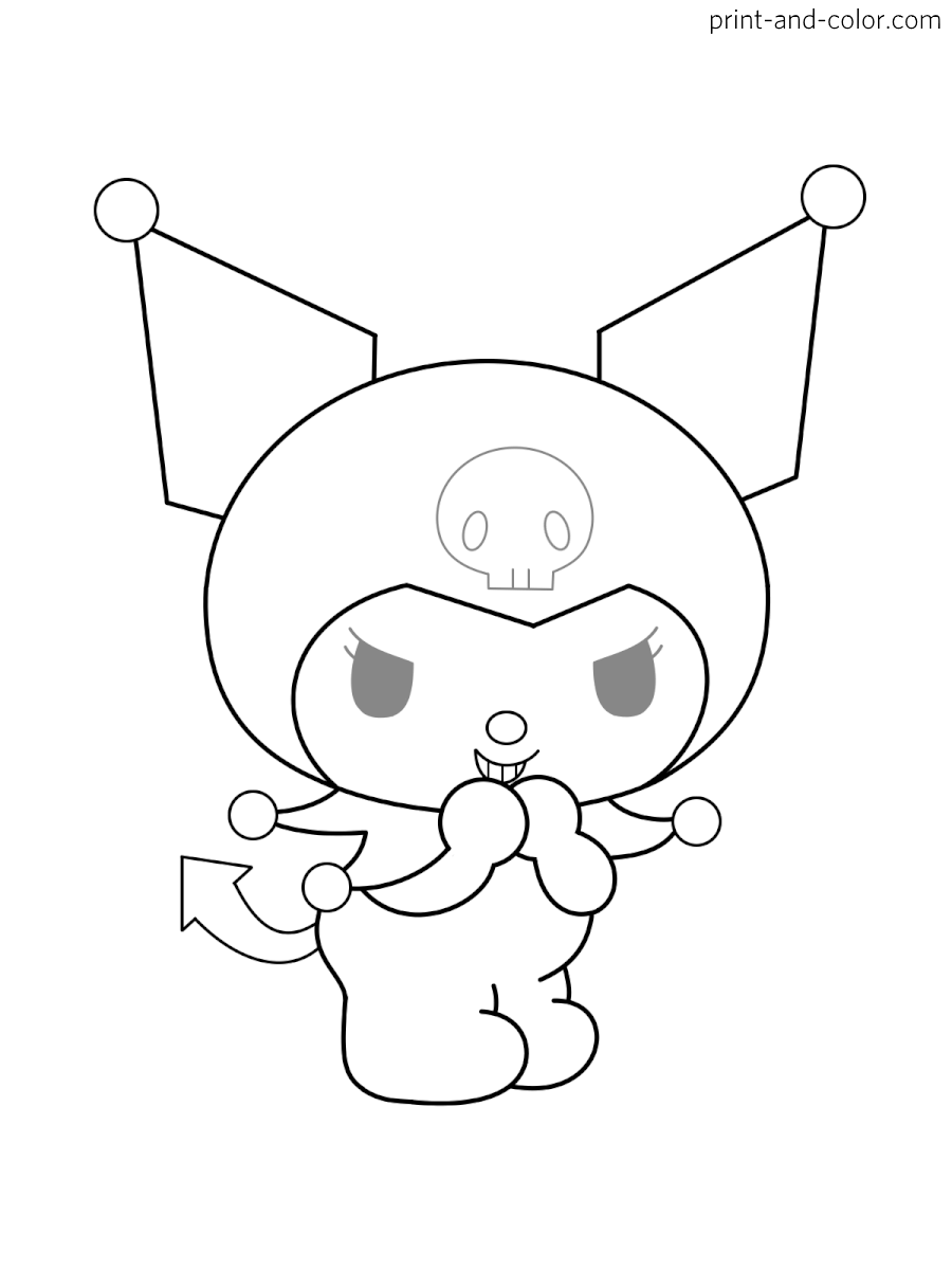 Kuromi coloring pages print and color