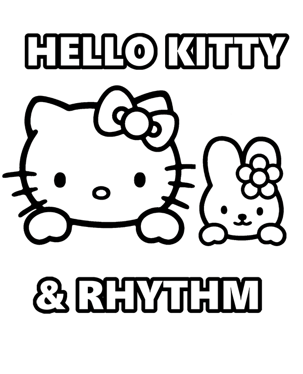 Hello kitty bunny rhythm printable coloring page