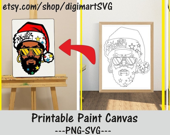 Black santa claus svg beard printable santa claus coloring pages christmas printable paint canvas santa claus png adult coloring page