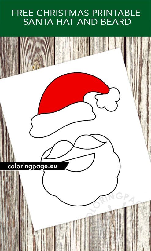 Christmas printable santa hat and beard coloring page