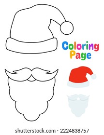 Coloring page beard christmas hat kids stock vector royalty free