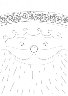 Santa face with mustache coloring page