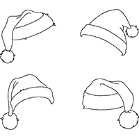 Four santa hats coloring pages