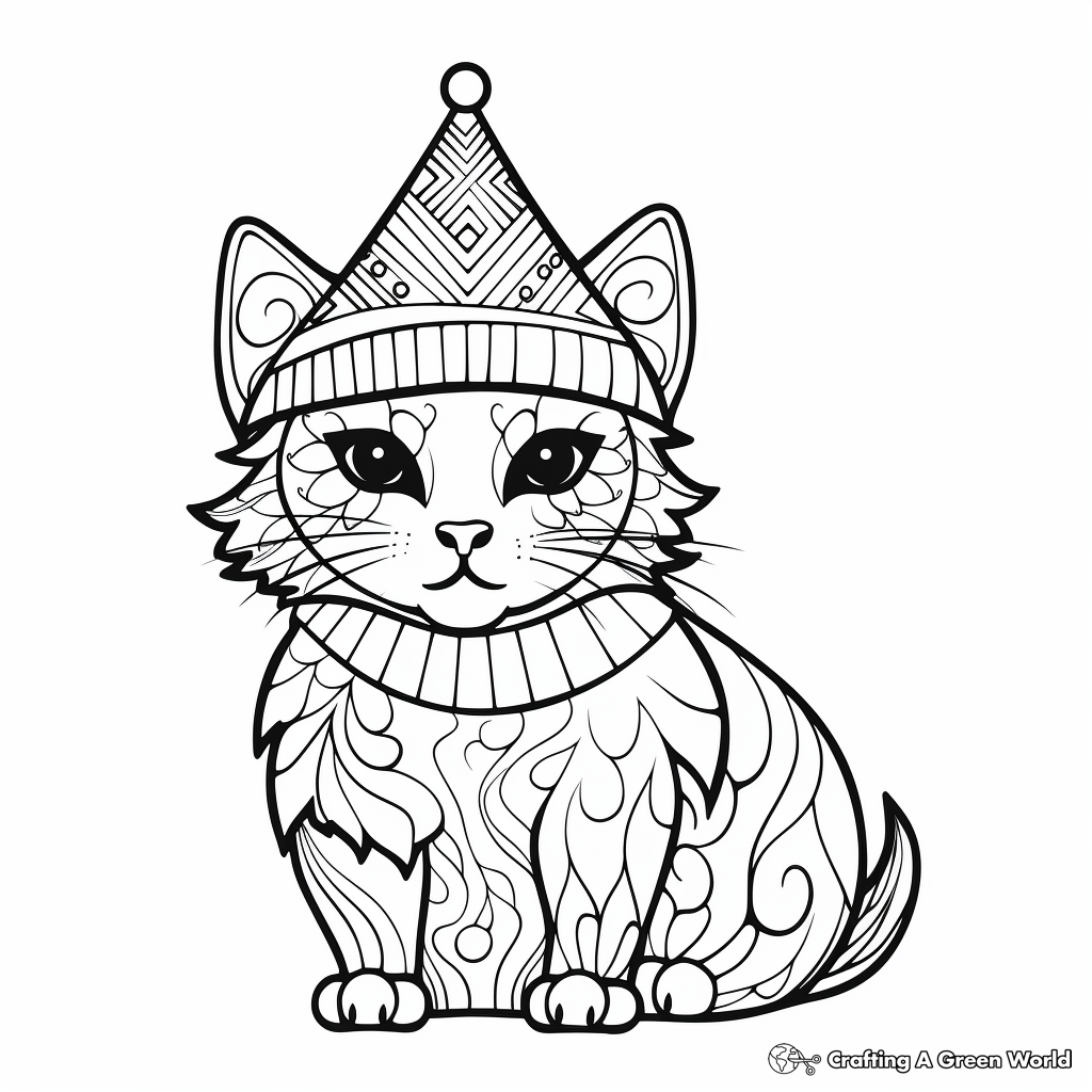 Christmas cat coloring pages