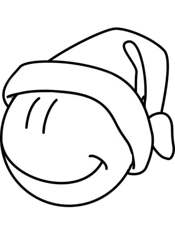 Smiley face wearing christmas hat coloring page