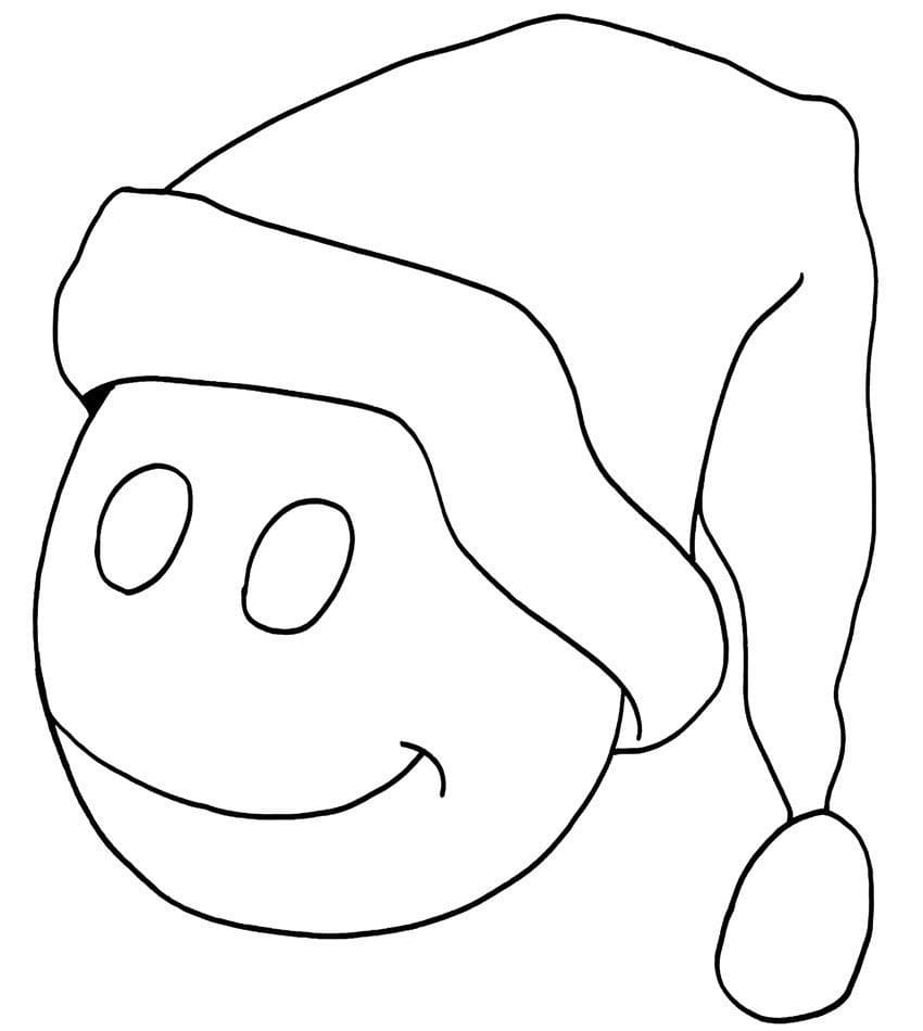 Emoji with christmas hat coloring page