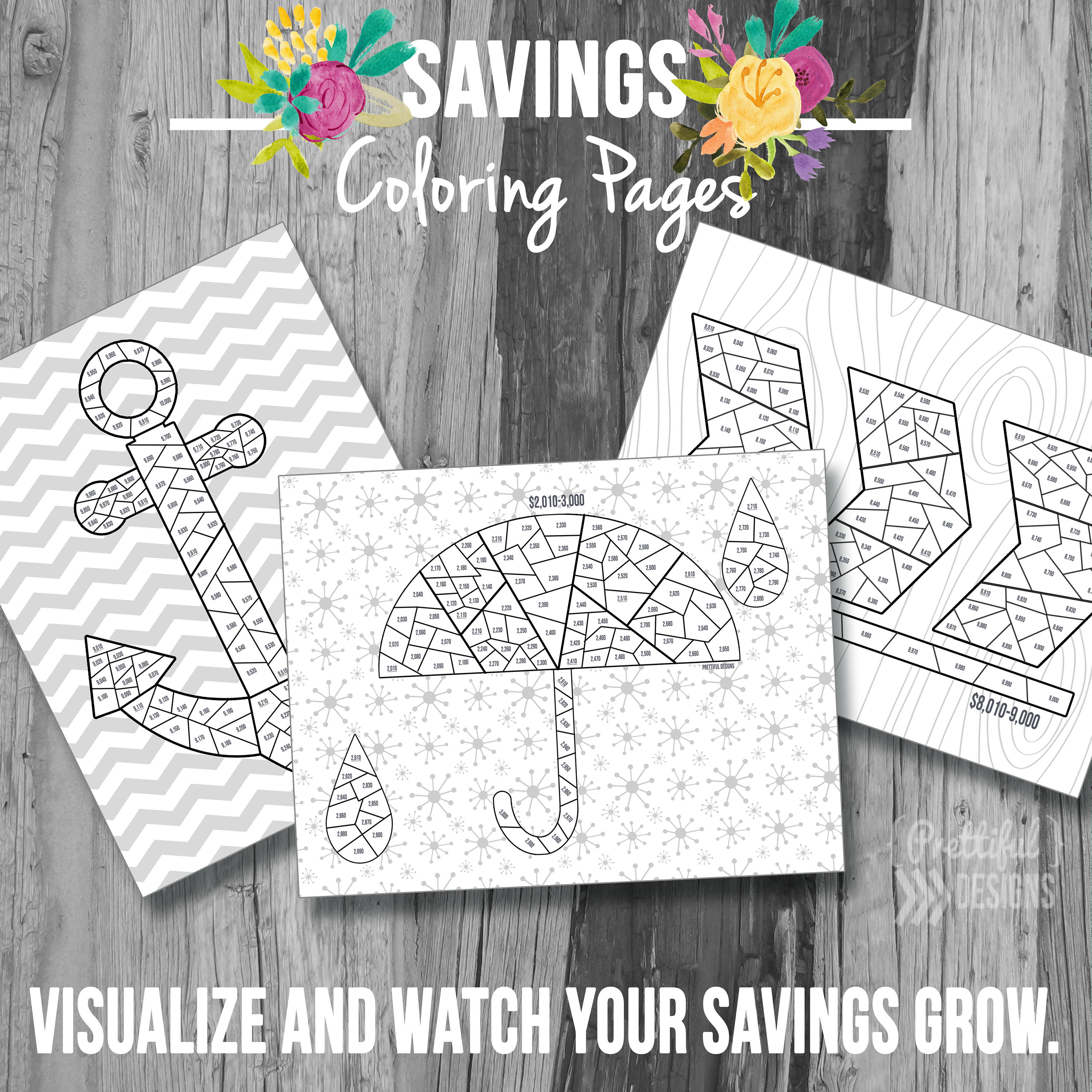 Savings tracker saving goal financial organizer coloring pages