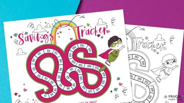 Savings tracker printable for kids with coloring sheet download