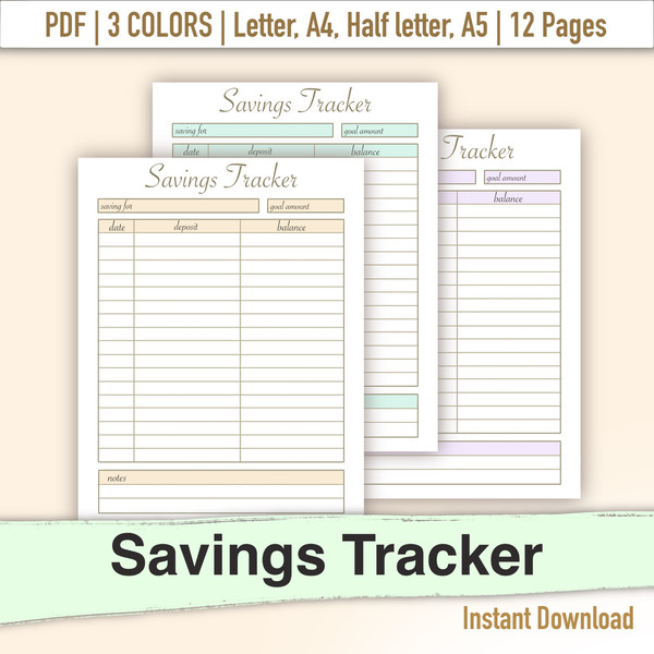 Savings tracker savings tracker printable savings planner