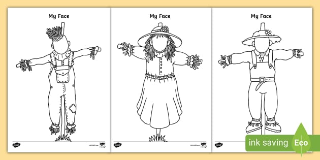 Harvest scarecrow themed blank faces template activity