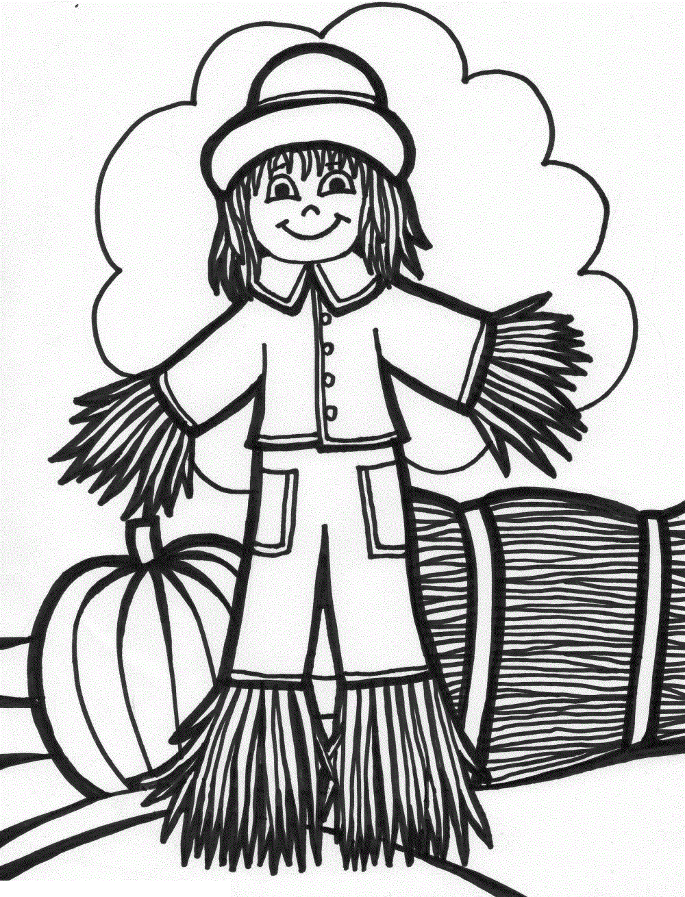 Free printable scarecrow coloring pages for kids