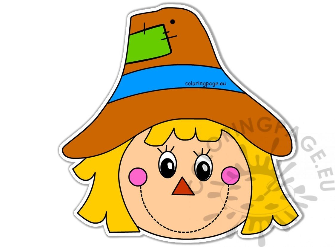 Autumn scarecrow face image coloring page