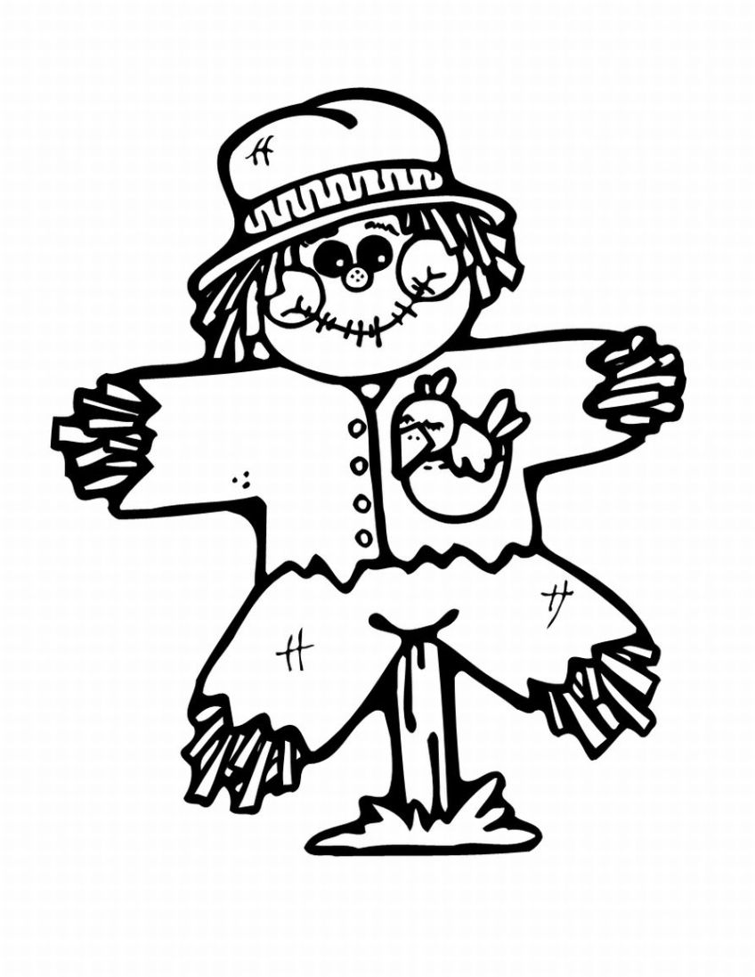 Free printable scarecrow coloring pages for kids