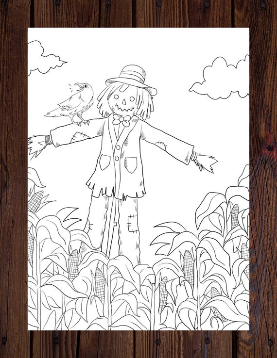 Farm scarecrow printable adult coloring page from manila shinecoloring book pages for adults and kids coloring sheets coloring designs