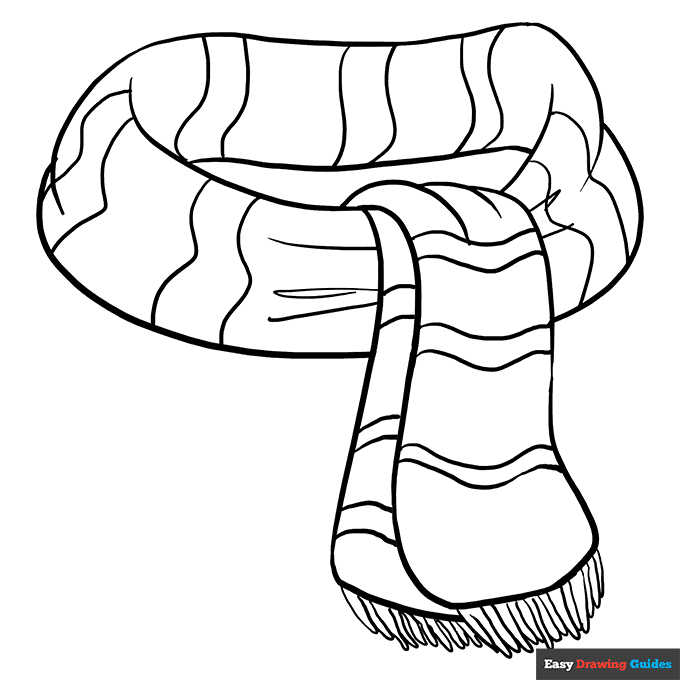 Scarf coloring page easy drawing guides