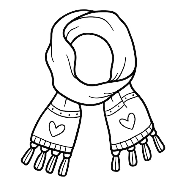 Premium vector coloring book for children scarf with heart sign