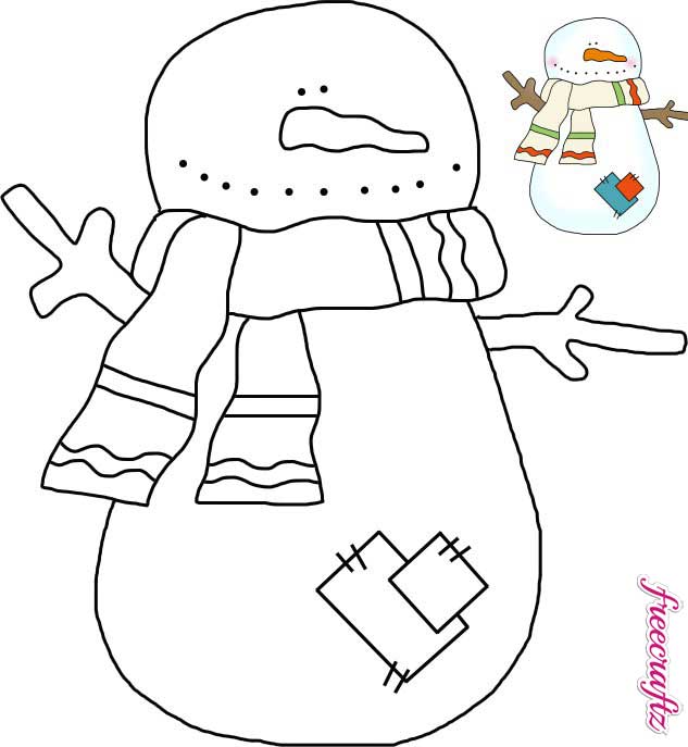 Snowman template with a scarf and patches