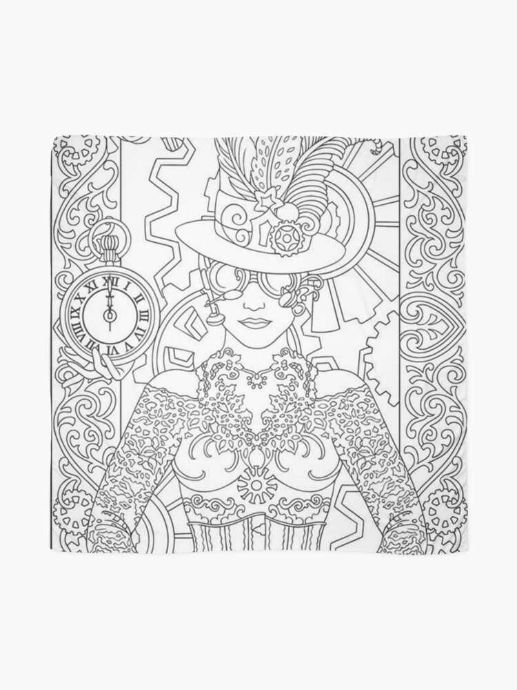 Coloring for adult clock woman scarf by yuna