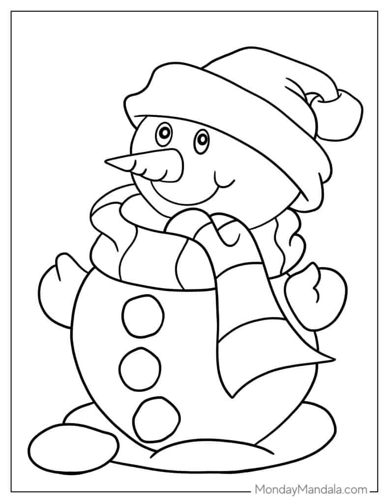 Snowman coloring pages free pdf printables